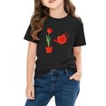 thumbnail image 4 of Girls Valentine's Day T-Shirt Short Sleeve Cute Tulip Heart Print Cotton Top 4-10 Years,Size 4 T, 4 of 9