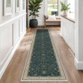 thumbnail image 2 of Vintage Dark Green 2x10 Kitchen Rug - Modern Boho Eclectic Floral Pastel, Washable Low Pile Non-Slip Extra Long Runner Rugs for Hallway, Bedroom, 2 of 8