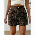 thumbnail image 5 of Women's Floral Jacquard Shorts Summer High Waisted Wide Leg Trouser Casual Pants with Pockets, 5 of 5