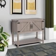 thumbnail image 6 of Farmhouse Coffee Bar Cabinet with Barn Doors, Grey Coffee Bar Stand with Storage, 36 inch Coffee and Tea Bar with Bottom Shelf for Living Dining Room, 6 of 20