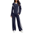 thumbnail image 2 of Hilenly Tracksuits for Women Set Two Piece Outfits Long Sleeve Color Block Crewneck Sweatsuit Fall Trendy Lounge Set, 2 of 8