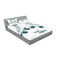 thumbnail image 2 of Ambesonne Vintage Fitted Sheet & Pillow Sham Set, Retro Roller Skates, Queen, Teal White, 2 of 2