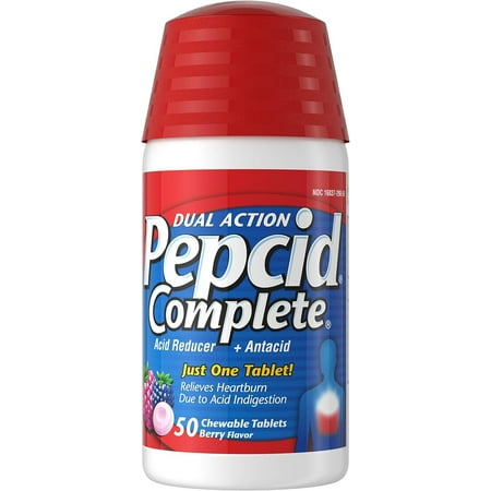 Pepcid Dual Action Complete 50 Chewable Tablets 10 mg- Berry Flavor