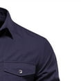 thumbnail image 3 of Men's Regular-Fitted Long Sleeve Cotton Shirt Two Pocket Work Outdoor T Shirts with Button Up Navy,M, 3 of 4