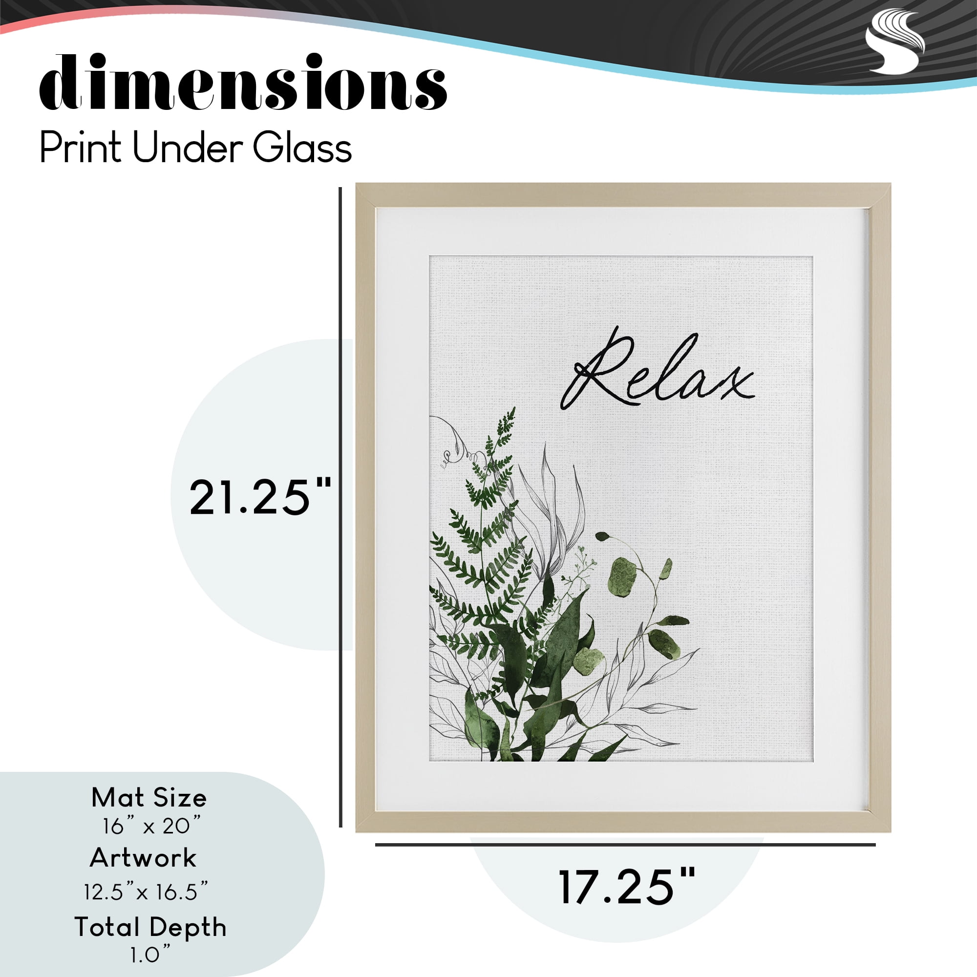 Relax Ferns & Botanicals Birch Framed Print Under Glass, design by Lettered and Lined