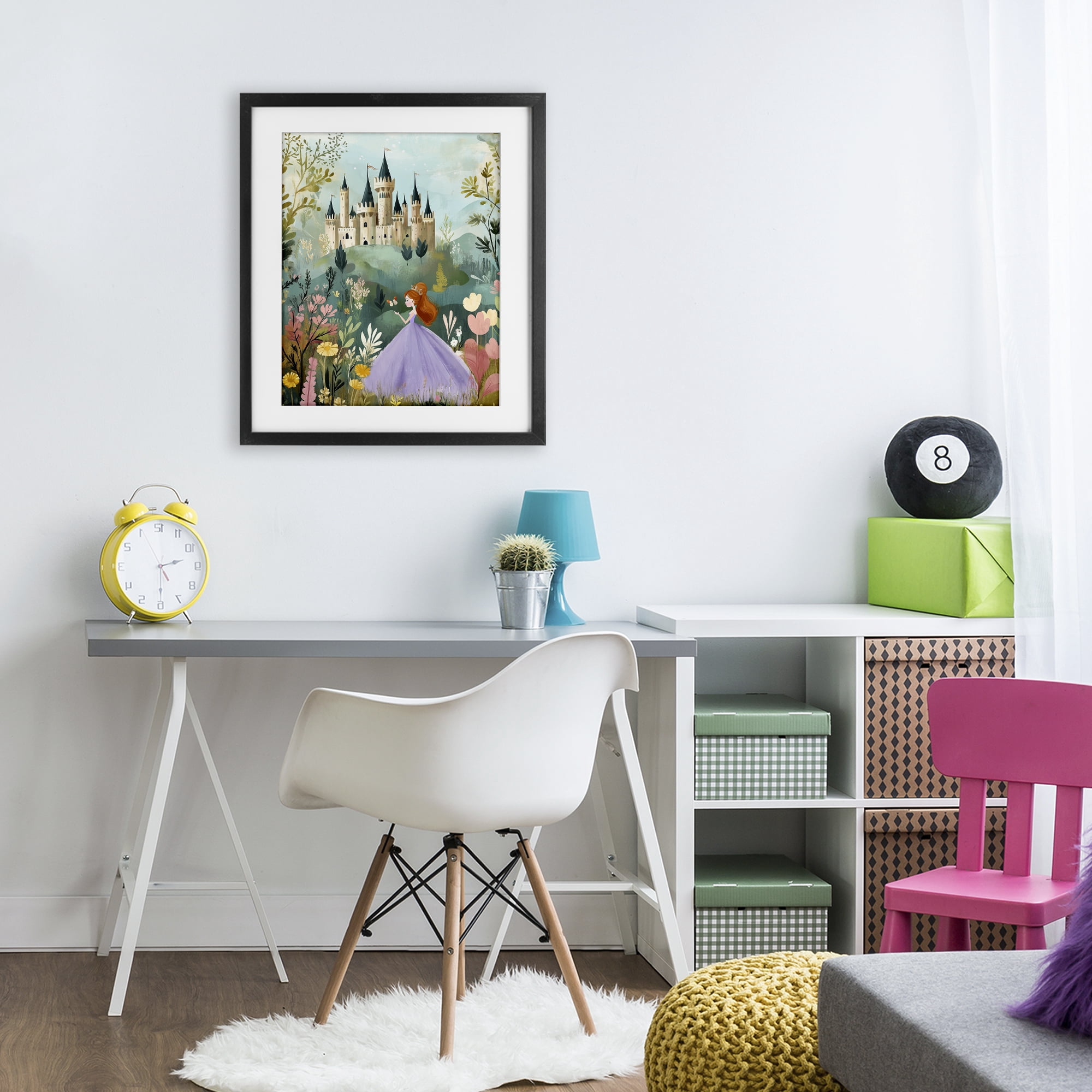 Stupell Industries Princess Day Out Black Framed Print Under Glass, design by Christine Simpson Art