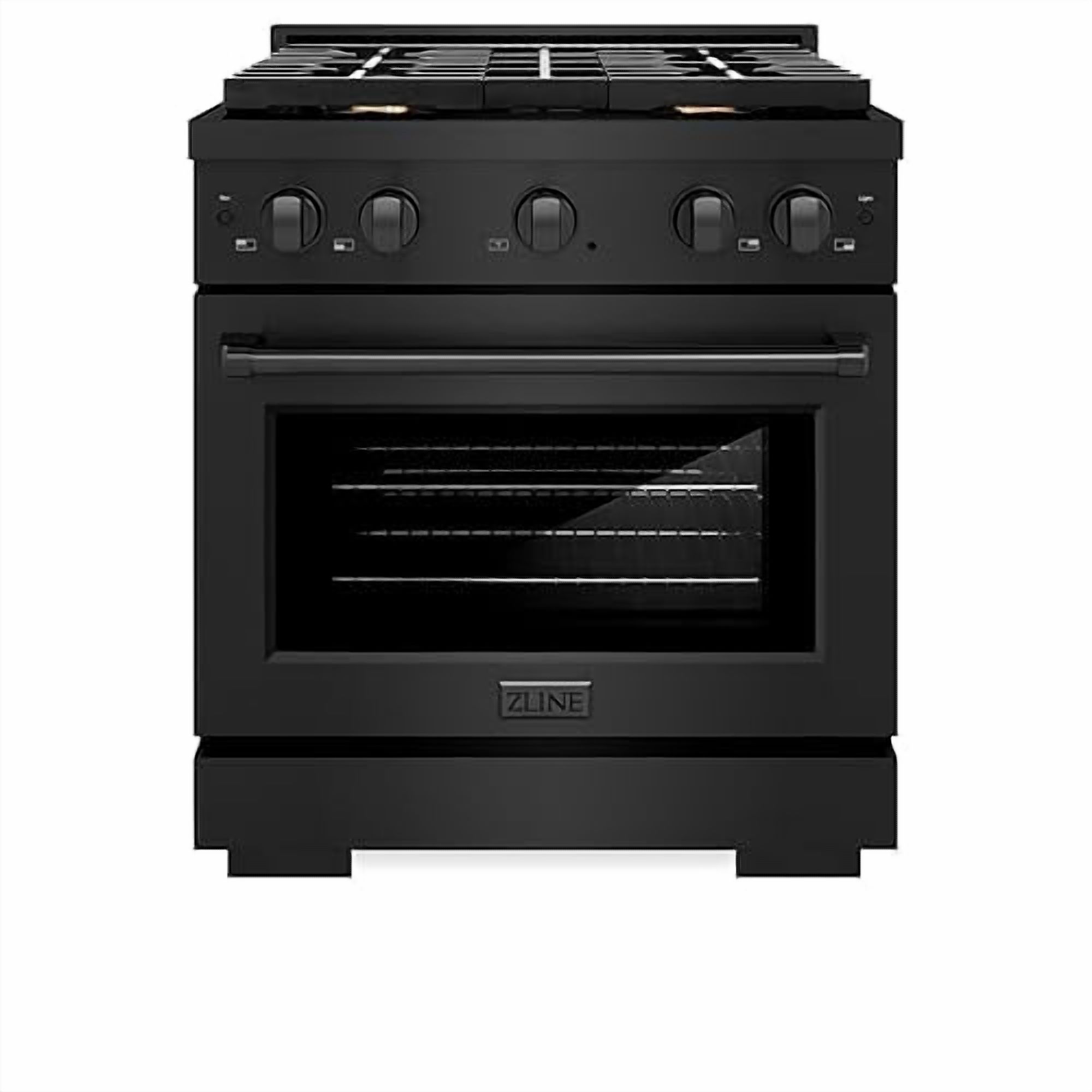 ZLINE 30 in. 4.2 cu. ft. Paramount Gas Range with Convection Gas Oven in Black Stainless Steel with 4 Brass Burners (SGRB-BR-30)