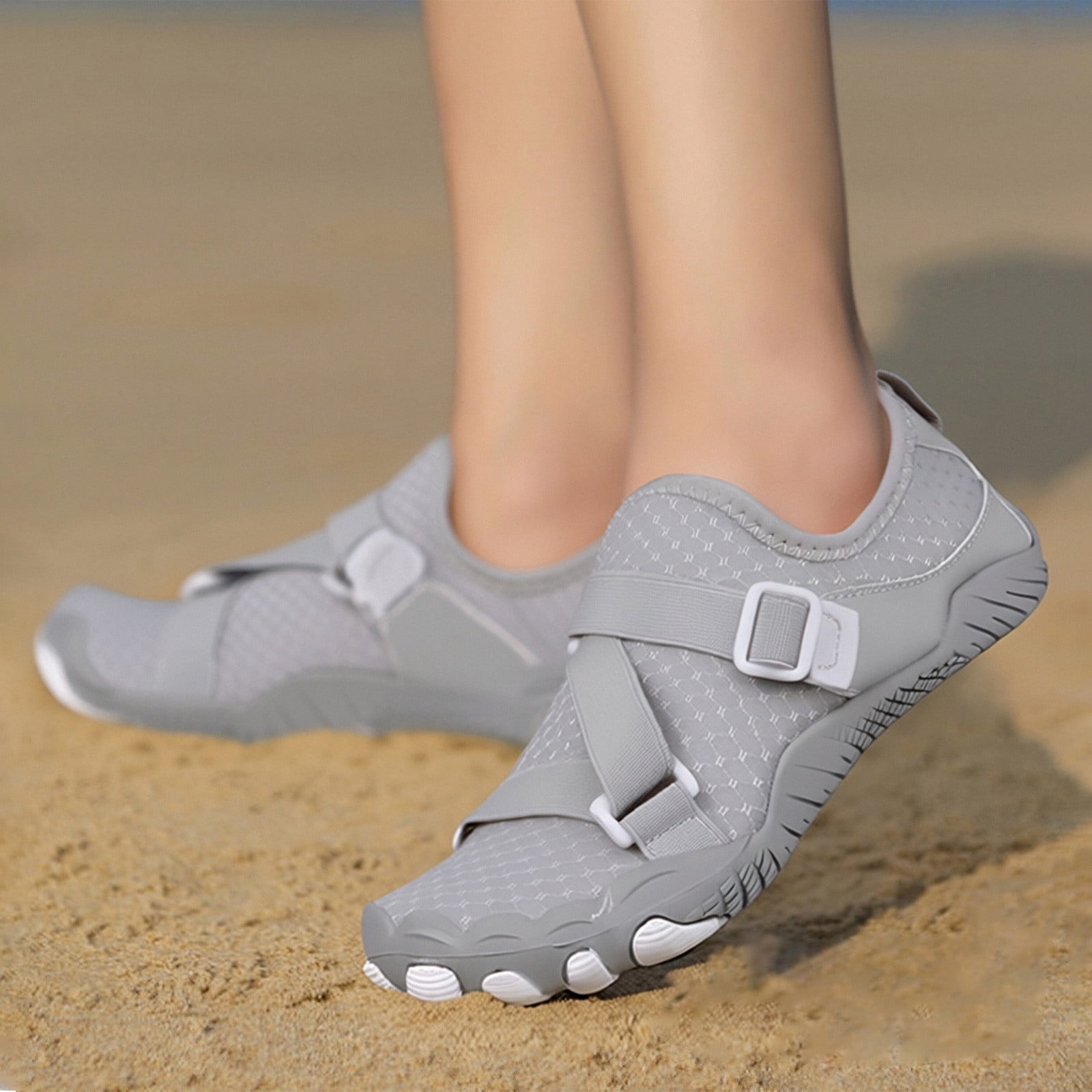 Water Shoes for Women Men Quick-Dry Hiking Beach Barefoot Boat Aqua Shoe Outdoor Sports Comfortable Slip On Unisex Footwear Light Gray 37