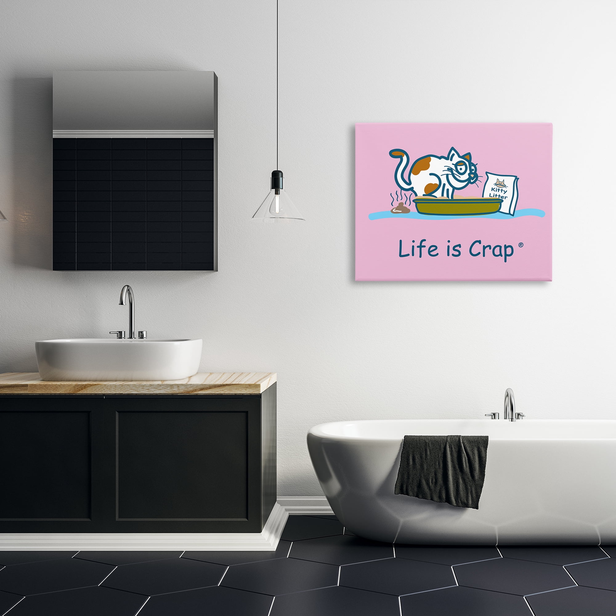 Stupell Industries Kitty Litter Funny Novelty & Humor Painting Wrapped Canvas Art Print Wall Art, 40 x 30