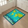 thumbnail image 3 of ODIKA 3'x5' Washable Accent Rug Pet Friendly, Non-Shedding Mat Large Map Playroom Ocean Educational Layout Continents Border for Bedside, Nursery Room, 3 of 7