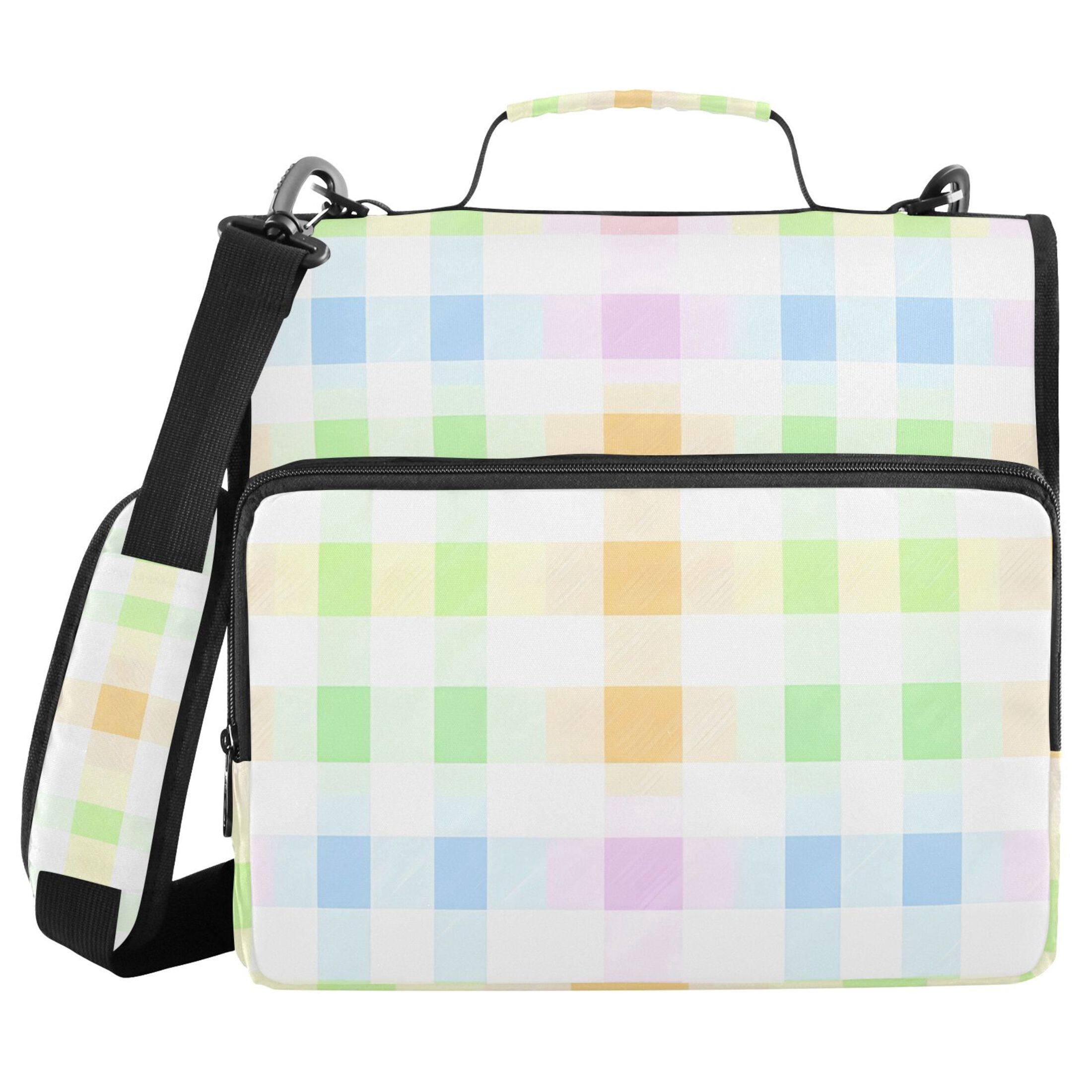 ALAZA Zipper Binder Pastel Checkered 3 Ring Trapper Keeper File Folder Organizer Bag