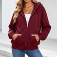 thumbnail image 5 of CHGBMOK Women's Fall Hoodies Raglan Sleeve Fleece Sweatshirt Long Sleeve Zip Front Casual Jacket with Pockets, 5 of 9