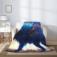 thumbnail image 2 of Rateoe Moonlit Blue Wolf Pattern Flannel Throw Blanket, Ultra-soft Blanket for Bed, Couch, Car, Hypoallergenic Anti-pilling blanket-40"x30"(Vertical), 2 of 6