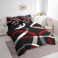 thumbnail image 3 of Feelyou Modern Minimalist Twin Bedding Sets 7pcs, Black Red Gray White Bedding Comforter Set, Geometric Lines Sheet Sets, 3 of 8
