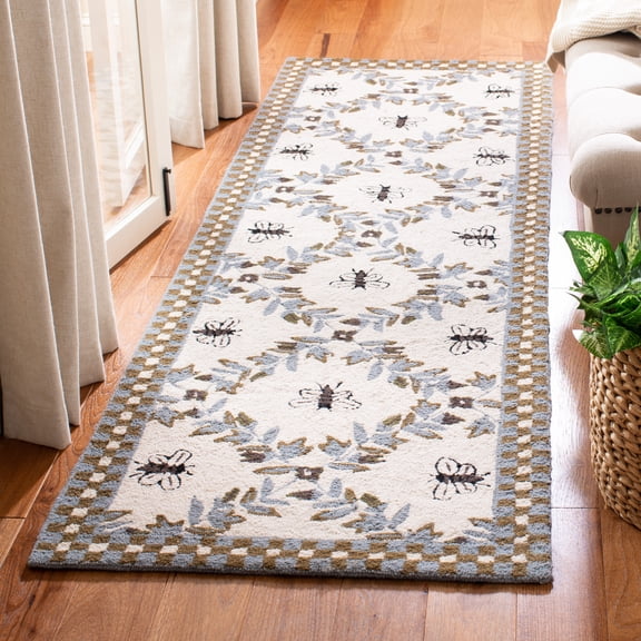 Safavieh Chelsea Lara Bordered Wool Runner Rug, Ivory/Light Blue, 2'6" x 12'