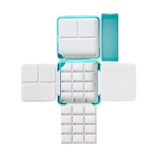 Paleta acuarela vacía, set acuarela bolsillo con 24 cuadrículas, compacta, viaje, con tapa, bandeja para mezclar pintura para adultos