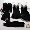 thumbnail image 2 of Gunia Pajama Set Women 5-Piece Garter Robes Lace Bodysuit Deep-V Neck Underwear Pj'S Black L, 2 of 3