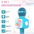 thumbnail image 2 of Rirool Wireless Karaoke Microphone with LED Lights - Portable Handheld Mic Speaker for Kids & Adults, Bluetooth Speaker, Recording Function, Blue, 2 of 8