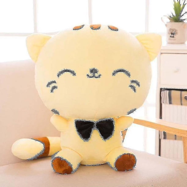 Children's Cute Big Face Bow Tie Cat Plush Doll Toy Soothing Doll Pillow Baby Favorite Birthday Christmas Gifts