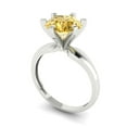thumbnail image 2 of 2.5 ct Round Cut Yellow Moissanite Solitaire 18K White Gold Womens Engagement Ring, 2 of 5