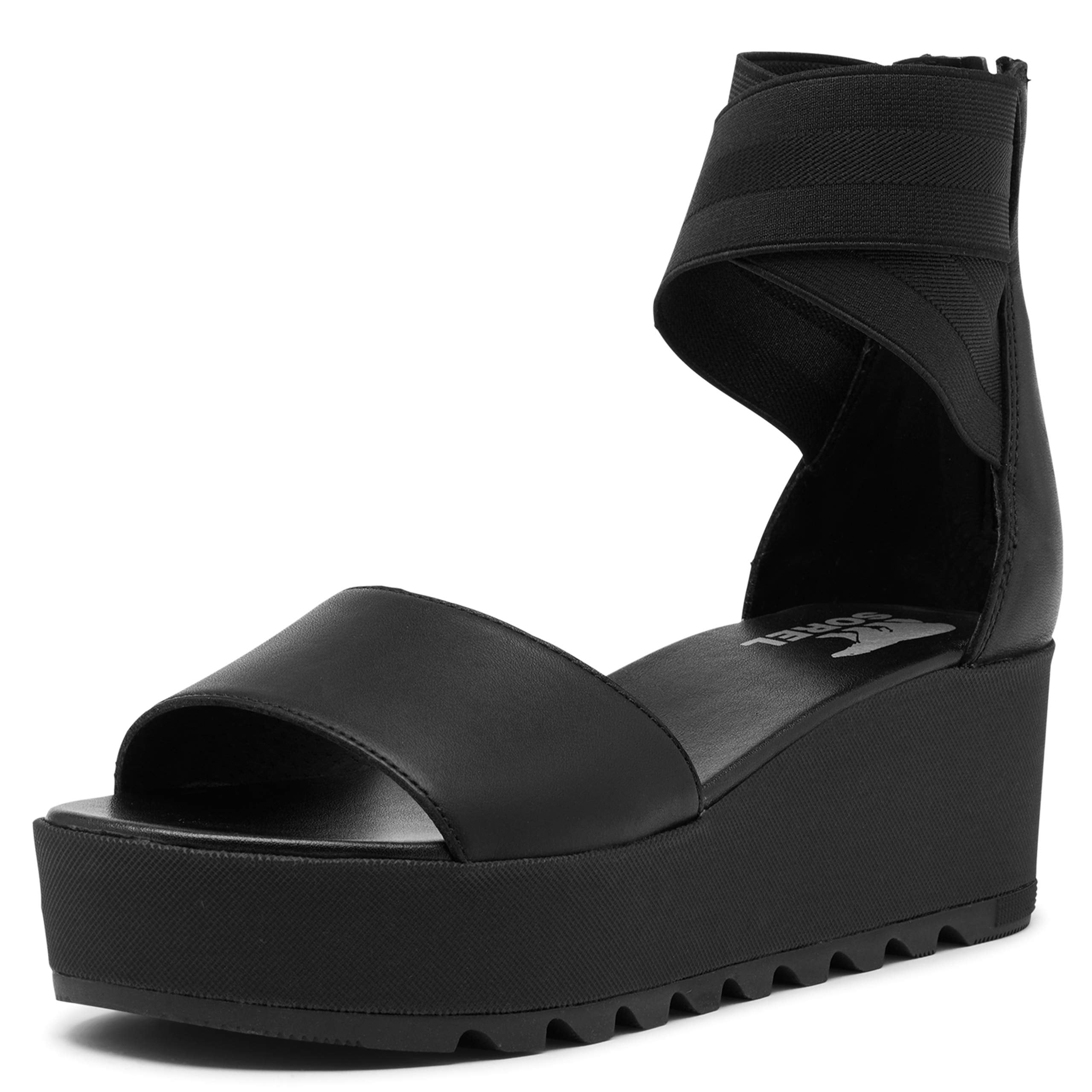 Sorel Women's Cameron Flatform Ankle Strap Sandal 8.5 Black
