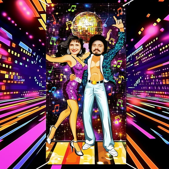 1set Disco Photo Door Banner Retro Disco Large Fabric Photo Door Backdrop Props Decor for Disco Party Decor Disco Dance Face in Hole Photo Backdrop for Birthday Party 70.8x35.4 Inch