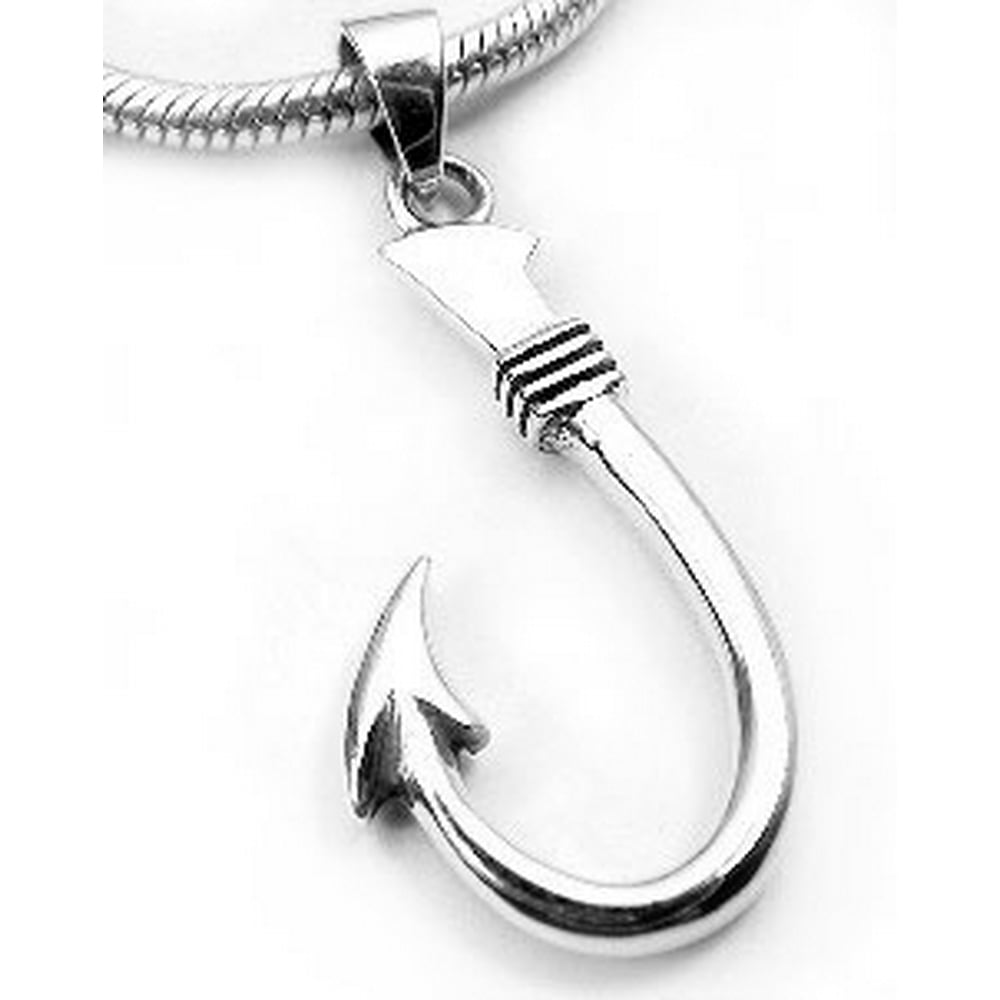 Silver Insanity Neat Sterling Silver Fish Hook or Fishing Pendant