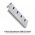 thumbnail image 4 of SABRENT Premium 4 Port Aluminum USB 3.0 Hub (30" Cable) for iMac, MacBook, MacBook Pro, MacBook Air, Mac Mini, or Any PC [Silver] 5V/4A Power Adapter Included Included (HB-MAC3-PS-5V4W), 4 of 8