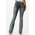 thumbnail image 3 of Grace In LA Women's Fleur De Lis Embroidered Pockets Bootcut Stretch Jeans (28), 3 of 3