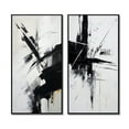 thumbnail image 2 of Designart "Beyond Boundaries Minimal Black and White Abstract III" Abstract Painting Framed Wall Art Set Of 2 - Modern Black Frame Gallery Set For Office Decor, 2 of 6
