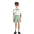 thumbnail image 2 of MEZZALL Toddler Boys O-Neck Short Sleeve Solid Color T-Shirt Tshirts Tops Suspenders Shorts Child Kids Gentleman Outfits Dailywear Lovely / 6-7 Years, 2 of 4