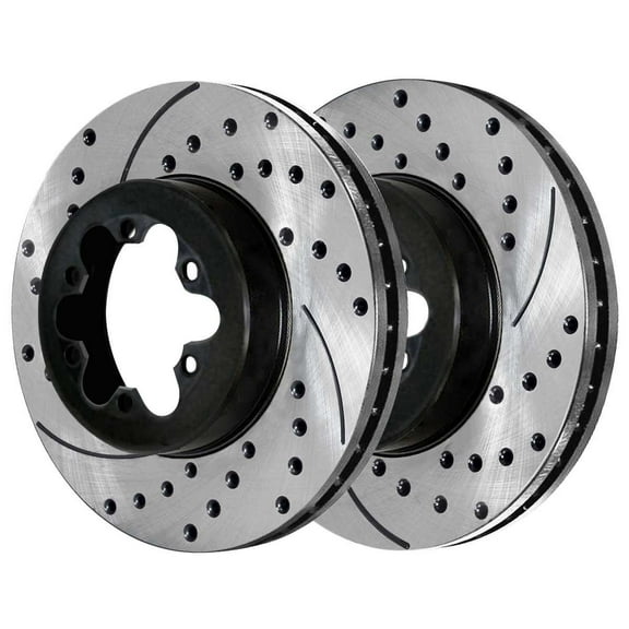 AutoShack Front Drilled & Slotted Brake Rotors | Replacement for Isuzu i-280 i-350 2007-2008 i-290 i-370 2004-2008 Chevrolet Colorado 2004-2008 GMC Canyon RWD | E-Coated | 2-PC Set | ShadowGuard
