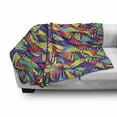 thumbnail image 3 of Indie Soft Flannel Fleece Throw Blanket, Geometrical Hipster Pattern with Triangles Vibrant Optical Illusion Abstract, Cozy Plush for Indoor and Outdoor Use, 70" x 90", Multicolor, by Ambesonne, 3 of 6