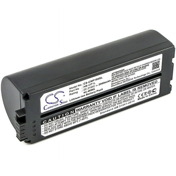 Replacement Battery for Canon NB-CP1L,NB-CP2L,NB-CP2LH,PN:NB-CP1L,NB-CP2L,NB-CP2LH,2000mAh