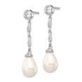 thumbnail image 2 of FB Jewels Cheryl M Sterling Silver CZ FW Cultured Pearl Post Dangle Earrings, 2 of 3