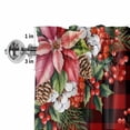 thumbnail image 4 of Cardinal Bird Rod Pocket Curtain Valance, Poinsettia Pine Cones Berry Flowers Red Plaid Farmhouse Window Valance for Living Room, Bedroom, Kitchen 54"W x 18"L, 4 of 9