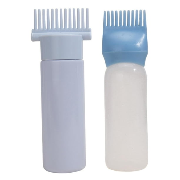 2 botellas aplicadoras de aceite para el cabello, multifuncionales y vacías. Azul