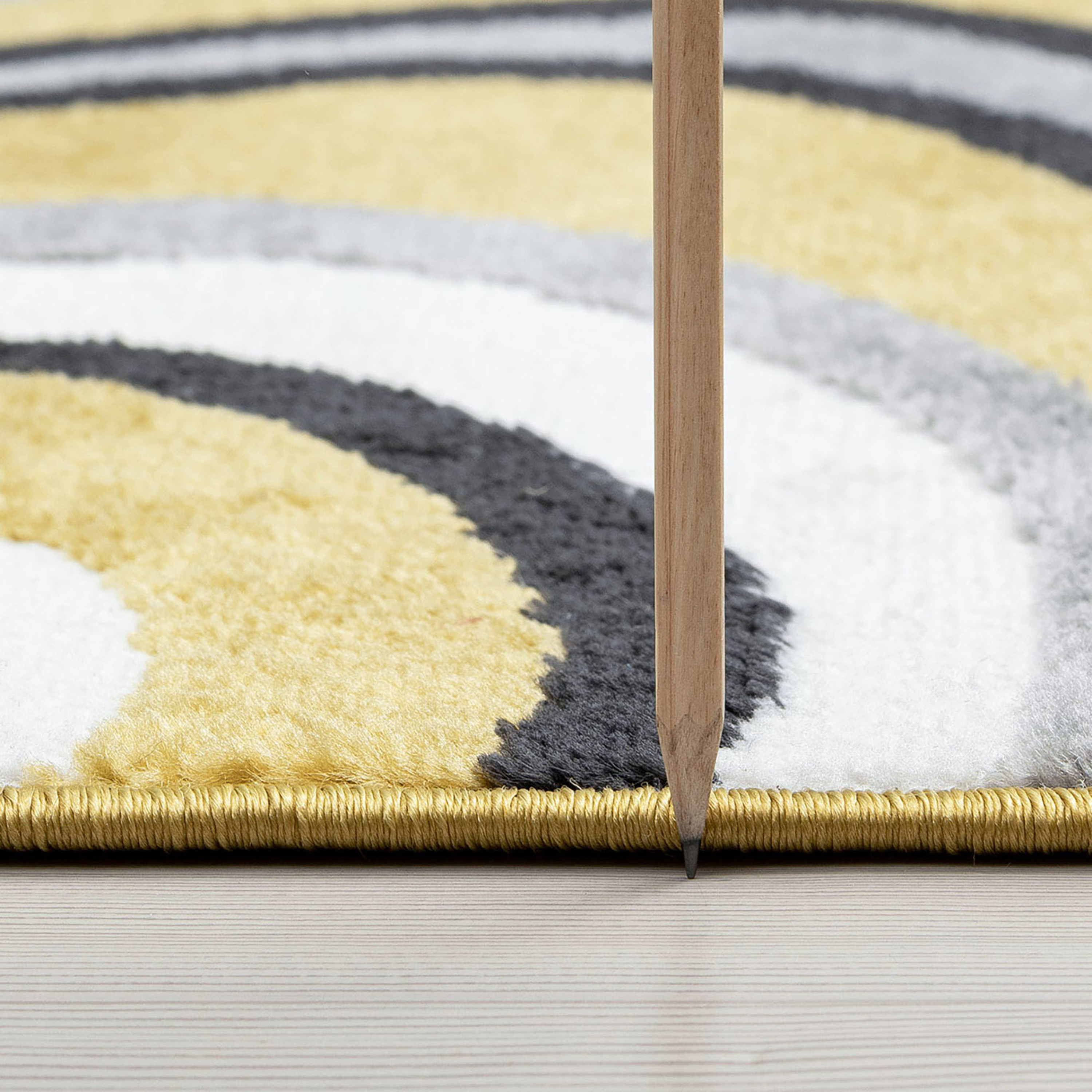 Contemporary 8x10 Area Rug (7'11'' x 10'3'') Abstract Yellow, Charcoal Living Room Easy to Clean