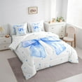 thumbnail image 3 of Feelyou Princess Blue Bowknot Bedding Comforter Set 7pcs for Kids, Cartoon Watercolor Ribbon Queen Bedding Sets, Dreamy Stars Reversible Queen Sheet Sets, Breathable Home Decor, 3 of 8
