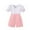 Pink, variant on Outfits for Girls Size 6-7 Toddler Summer Short Sleeve Lace Solid Color Tops Shorts 2Pcs Clothes Set Girls Clothing Set Pink