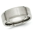 thumbnail image 1 of Mens 8mm Stainless Steel Comfort Fit Wedding Band Ring with Beveled Edge, 1 of 6