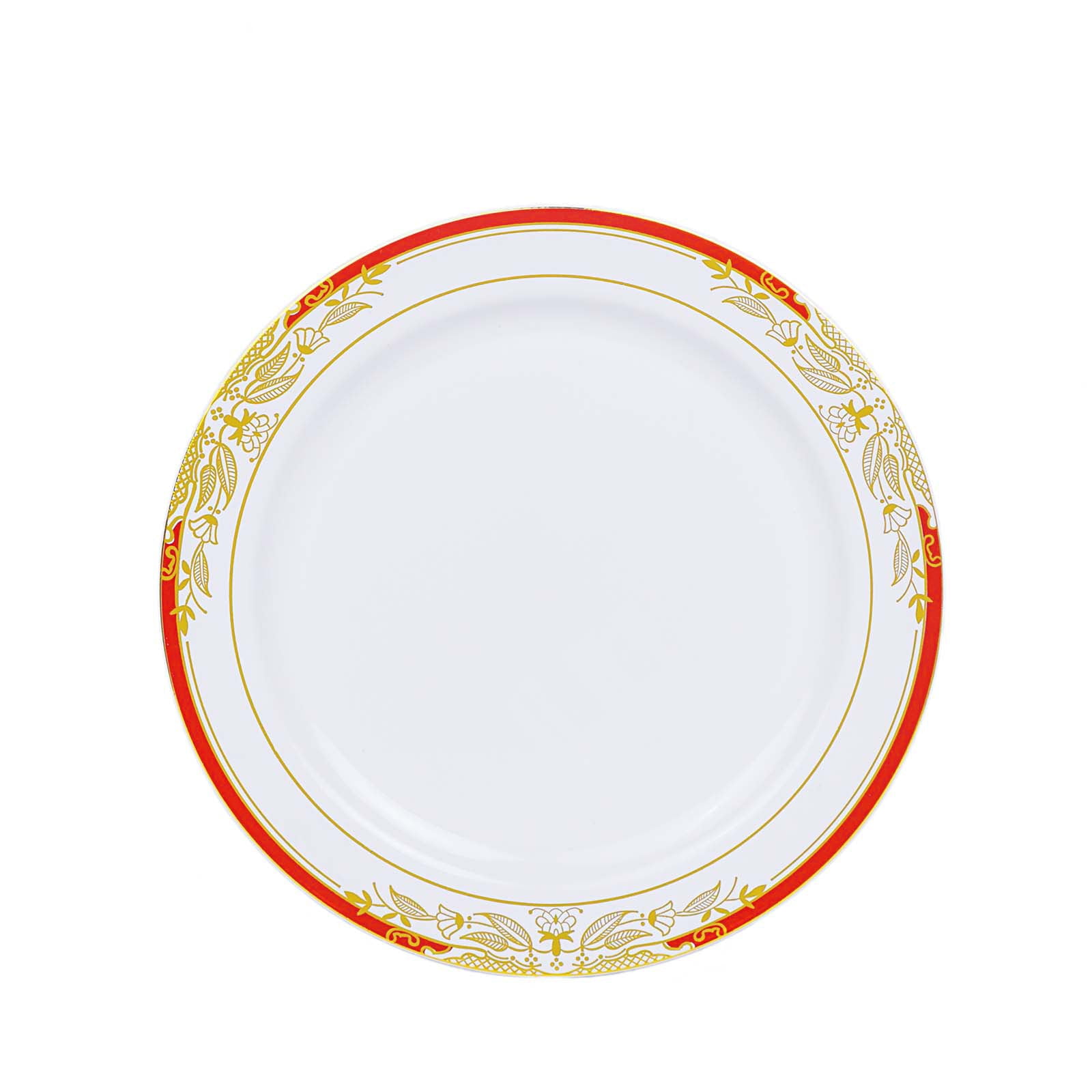 Efavormart 10 Pack | 8 inch Clear / Gold Wavy Rim Square Hard Plastic Dinner Plates, Disposable Party Plates, Infant Girl's