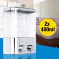 thumbnail image 2 of Dispensador doble de jabón manual para pared - 2 tanques de 400ml - ABS plástico mate - Ideal para hoteles y baños, 2 of 6
