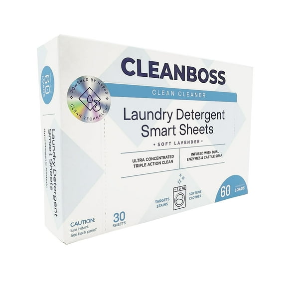 Láminas de detergente para ropa CleanBoss Smart 30, lavanda suave
