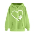thumbnail image 3 of Feancey Cute Hoodies for Women Oversized Casual Heart Print Drawstring Hooded Sweatshirts Long Sleeve Fleece Fall Outfits with Pocket Green XXL, 3 of 6