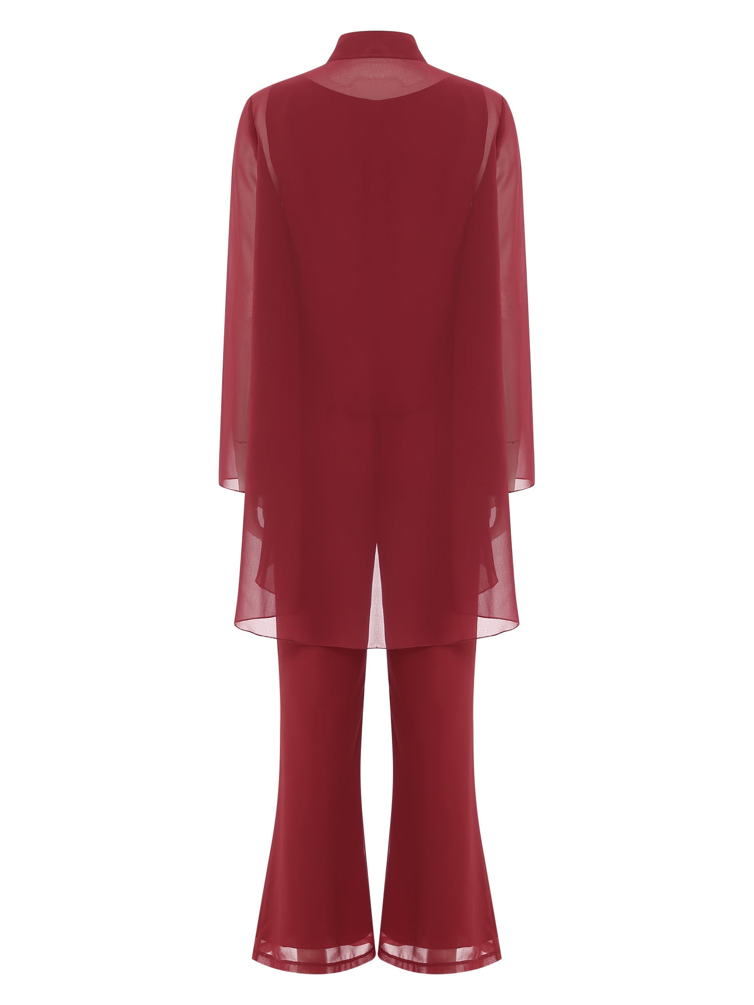 MSemis Women's Ladies Chiffon Pieces Pants Suits Bride Dress