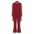 thumbnail image 4 of TiaoBug Women's Chiffon Pants Suits 3 Pieces Mother of The Bride Wedding Guest Party Formal Gown Burgundy L, 4 of 8