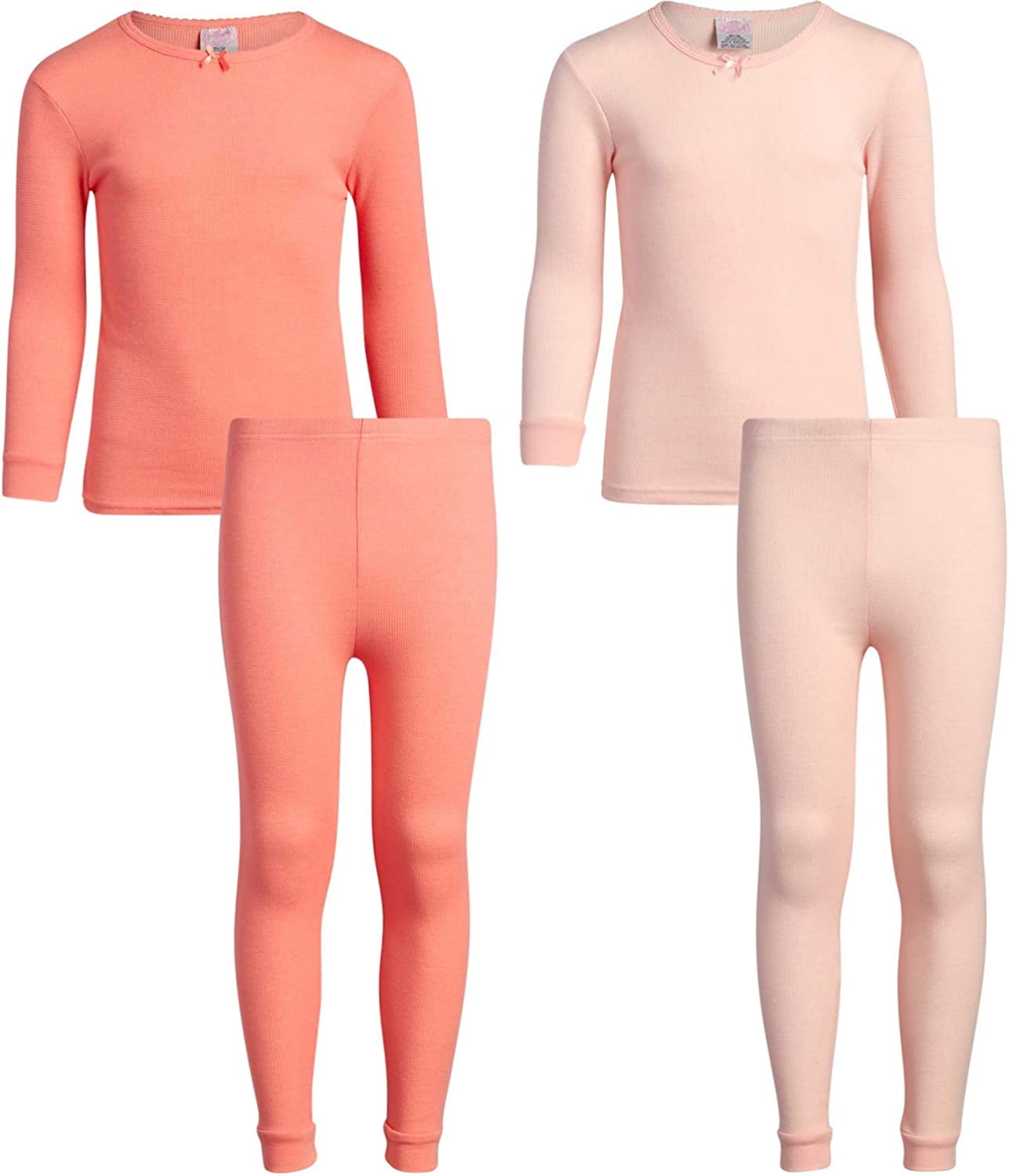 Sweet & Sassy Girls’ Thermal Underwear Set 2 Piece Waffle Knit Top