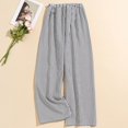 thumbnail image 3 of Women's Casual Fashion Striped High-Waisted Sleep Pants Loungewear Wearable As Outerwear, White, 3 of 4