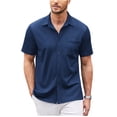 thumbnail image 6 of Baqcunre Graphic Tees Men New Men'S Casual Buckle Short Sleeved Loose Fitting Beach Roman Knit Shirt Top Short Sleeve Button Down Men Tops For Men Blue L, 6 of 7